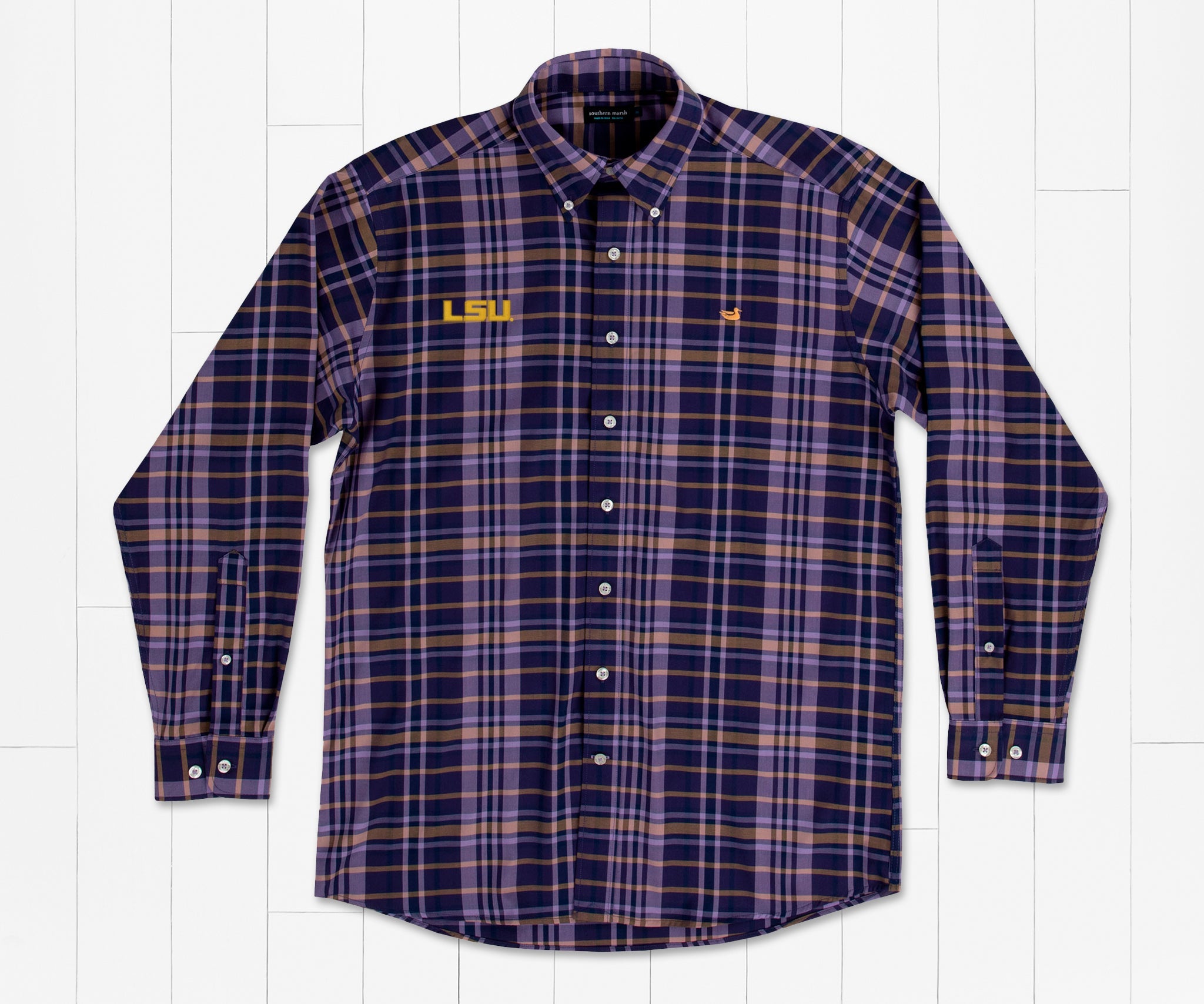 Blanco Plaid Dress Shirt - LSU